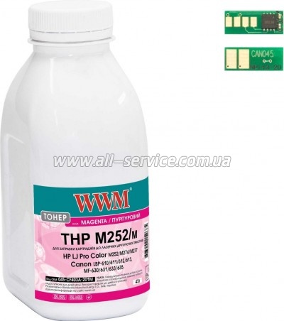 Тонер + чип WWM HP LJ Pro M252/ Canon 045 бутль 45г Magenta (045-CF403A-201M) Тонер + чип WWM HP LJ Pro M252/ Canon 045 бутль 45г Magenta (045-CF403A-201M)