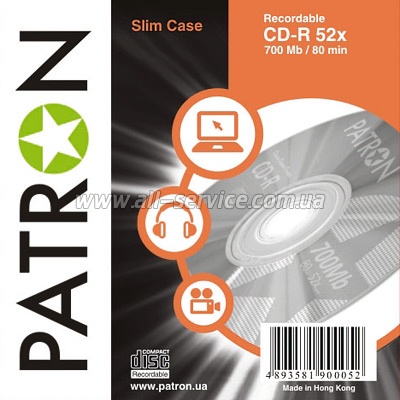  CD-R PATRON 700 MB 52x (SLIM CASE) (INS-C007)
