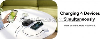   Baseus QPow2 20000mAh 30W, with 2*Type-C Cable, White (P10055009213-00)