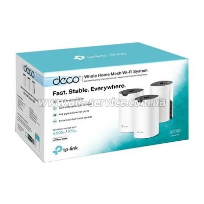   Wi-Fi TP-Link DECO S4 3 pcs AC1200, 2xGE LAN/WAN, MESH (DECO-S4-3-PACK)