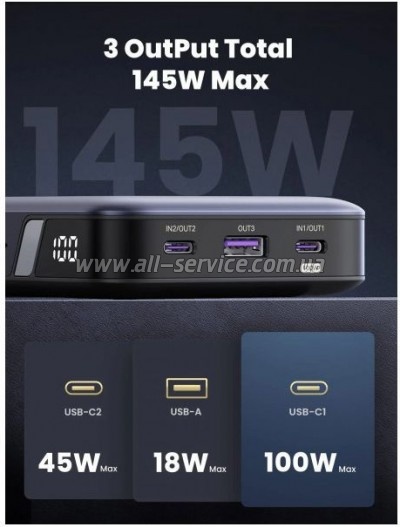   Ugreen 25000mAh 145W PD/3.0, QC/3.0, . . 65 (PB205) (90597A)