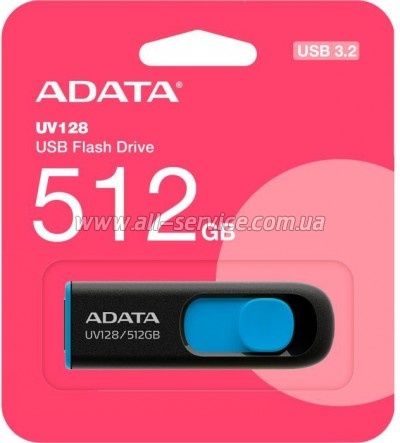  ADATA 512GB AUV 128 Black/Blue USB 3.2 (AUV128-512G-RBE)