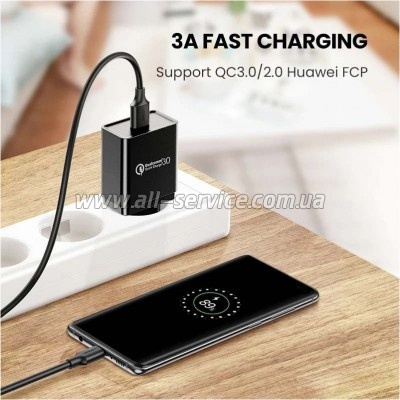 ���� ������ USB 3.0 AM to USB-C 0.5m 3A US184 black Ugreen (20881)