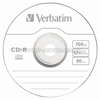  Verbatim CD-R 700 MB/80 min 52x Cake Box 50 (43787) Wrap