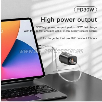 �������� ������� Essager 1xUSB + 1xUSB-C PD 30W black (ECTPQS-ZTB01)
