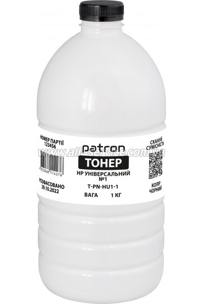 Тонер Patron HP Universal №1 LJ 1010/ 1200/ P2035 бутль 1000г (T-PN-HU1-1) Тонер Patron HP Universal №1 LJ 1010/ 1200/ P2035 бутль 1000г (T-PN-HU1-1)