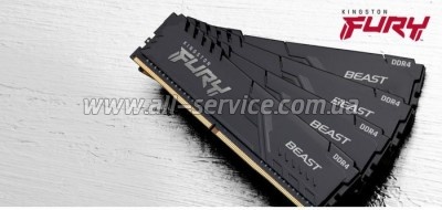     DDR4 32GB 3600 MHz Fury Beast Black Kingston Fury (ex.HyperX) (KF436C18BB/32)