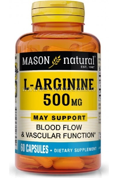 Mason Natural L- 500 , L-Arginine, 60  (MAV-12645)