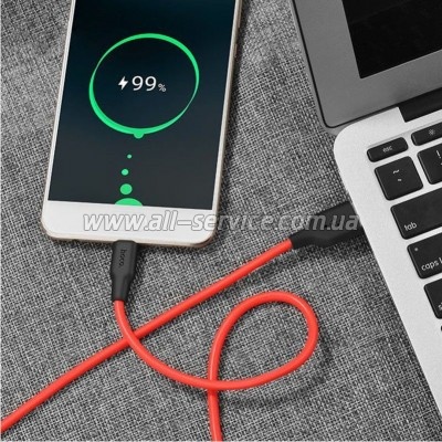 ���� ������ USB 2.0 AM to USB-C 1.0m 2A silicone X21 black + red HOCO (6957531071419)