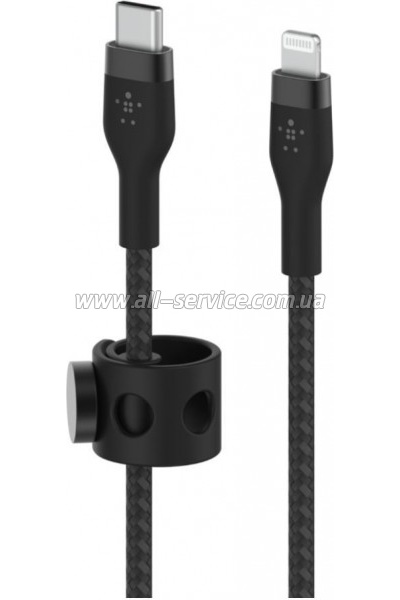 ���� ������ USB-C to Lightning 1.0m braided silicone black Belkin (CAA011BT1MBK)