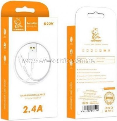 ���� ������ USB 2.0 AM to Micro 5P 1.0m 2.4A white Denmen (D22V-WH)