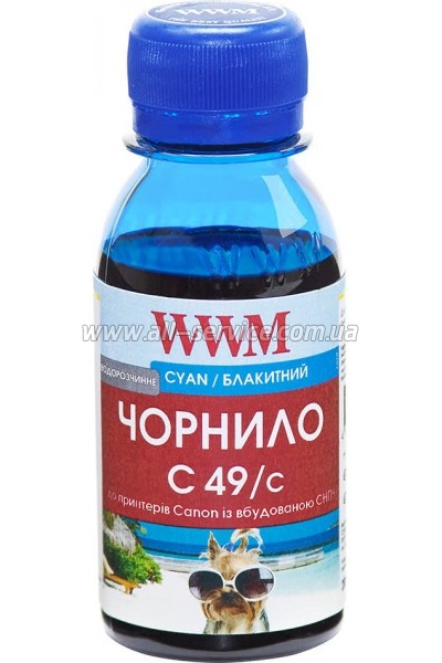 Чернила WWM GI-490C для Canon Pixma G1400 / 2400 / 3400 100г Cyan Водорастворимые (C49/C-2) Чернила WWM GI-490C для Canon Pixma G1400 / 2400 / 3400 100г Cyan Водорастворимые (C49/C-2)
