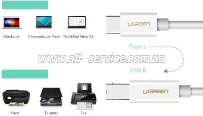 ������ ��� �������� Ugreen USB-C 2.0 to BM 1.5m white (40417)