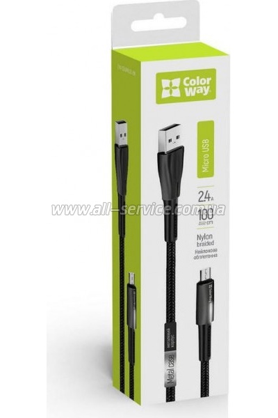 ���� ������ ColorWay USB 2.0 AM to Micro 5P 1.0m zinc alloy + led black (CW-CBUM035-BK)