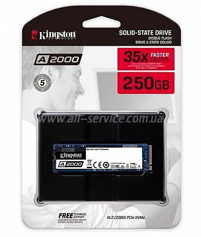 SSD  Kingston A2000 250GB NVMe M.2 2280 PCIe 3.0 x4 3D NAND TLC (SA2000M8/250G)