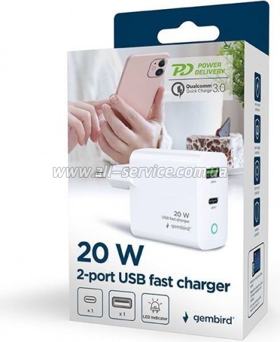 �������� ������� Gembird PD 20W white (TA-UC-PDQC20L-W-01)
