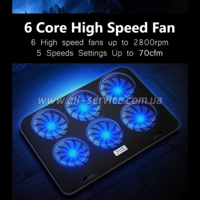    IceCoorel 10-15.6", 6*60mm 2500 RPM, 2*USB, 353x255x32mm, Black (A9)