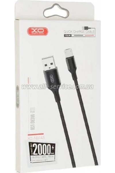 ���� ������ USB 2.0 AM to Micro 5P 2.0m 1.5A braided black XO (NB143-M2-BK)