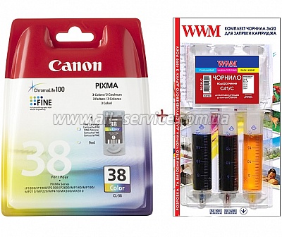  CL-38 Canon Pixma iP1800/ iP1900/ iP2600 +   Color (Set38-inkC)
