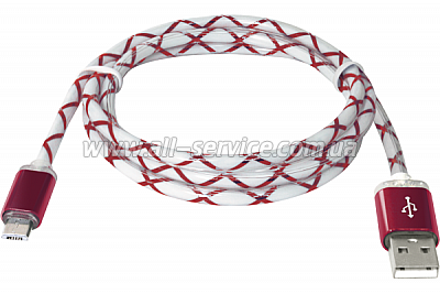  DEFENDER USB08-03LT USB(AM)-MicroBM RedLED backlight 1m (87556)