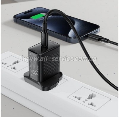 ���� ������ USB-C to USB-C 1.2m 3A 60W silicone black Acefast (6974316284161)