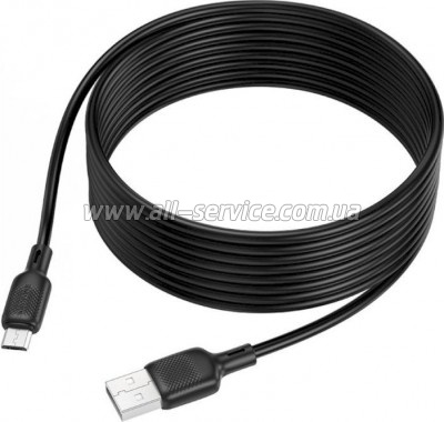 ���� ������ USB 2.0 AM to Micro 5P 3.0m Lenny silicone BX113 black BOROFONE (6941991115547)