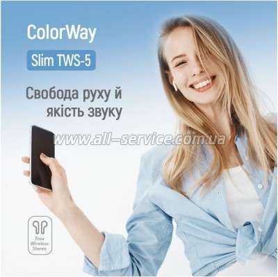 �������� ColorWay Slim TWS-5 Earbuds White (CW-TWS5WT)