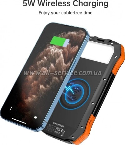 ������� ������������� Choetech 10000mAh solar Black/ Orange (B659-OR)