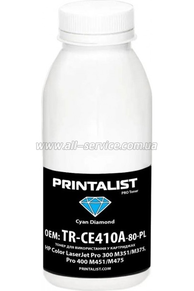  PRINTALIST HP CLJ Pro 300 M351/ M375/ Pro 400 M451/ M475  80 Cyan (TR-CE410A-80-PL)