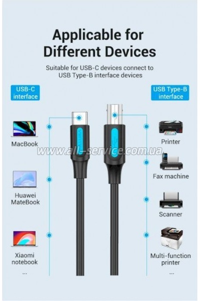    USB 2.0 CM/ BM 2.0m 2.4 480Mbps Vention (CQUBH)