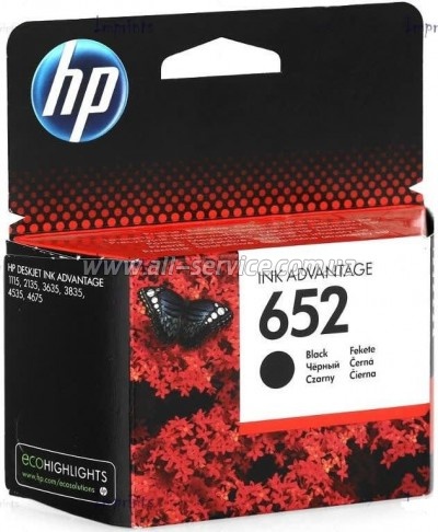  HP 652 DJ Ink Advantage 1115/ 2135/ 3635/ 3835 Black (F6V25AE)