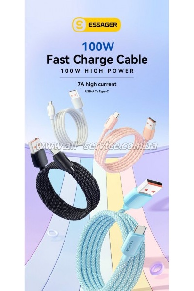 ���� ������ USB 2.0 AM to USB-C 1.0m 100W pink Essager (EXC7A-WL04-P)