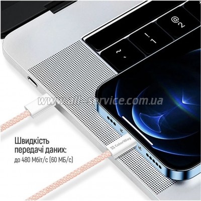 ���� ������ ColorWay USB-C to USB-C 1.0m 60W 3.0� pink (CW-CBPDCC061-P)