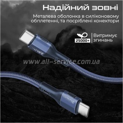���� ������ USB-C to USB-C 1.2m 60W PD FletchLink-CC blue Promate (fletchlink-cc.blue)