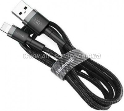 ���� ������ USB 2.0 AM to Lightning 2.0m Cafule 1.5A gray+black Baseus (CALKLF-CG1)