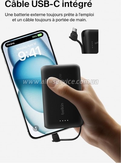 ������� ������������� Belkin 10000mAh, 20W, USB-C, Black (BPB021HQBK)