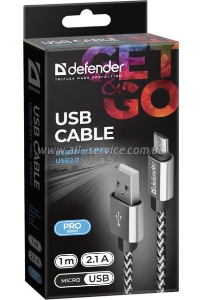 ���� ������ USB 2.0 AM to Micro 5P 1.0m USB08-03T PRO white Defender (87803)