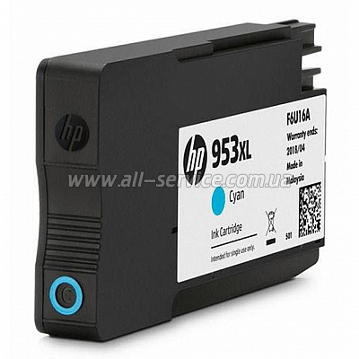  HP 953XL Officejet Pro 8210/ 8710/ 8720/ 8725/ 8730 Cyan (F6U16AE)