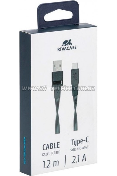 ���� ������ USB 2.0 AM to USB-C 1.2m black RivaCase (PS6002 BK12)