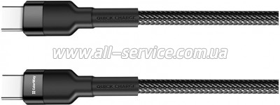 ���� ������ ColorWay USB-C to USB-C 1.0m 3.0A black (CW-CBPDCC047-BK)