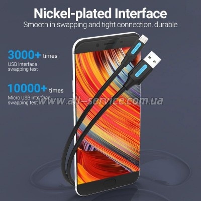 ���� ������ USB 2.0 AM to Micro 5P 1.0m 3A black Vention (COLBF)