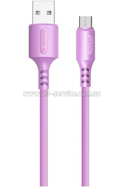 ���� ������ USB 2.0 AM to Micro 5P 1.0m soft silicone violet ColorWay (CW-CBUM044-PU)