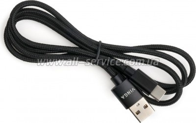 ���� ������ USB 2.0 AM to Type-C 1m nylon black Vinga (VCPDCTCNB1BK)