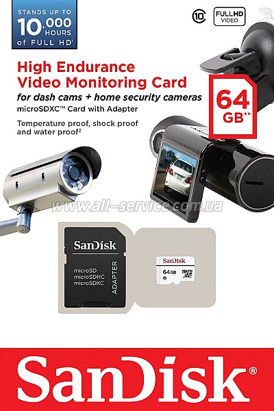   64GB SanDisk High Endurance Video Monitoring microSDXC Class 10 (SDSDQQ-064G-G46A)