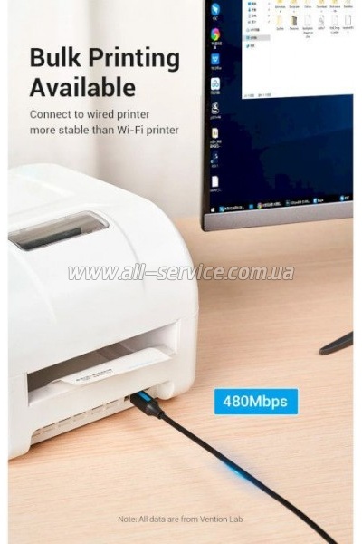    USB 2.0 CM/ BM 2.0m 2.4 480Mbps Vention (CQUBH)