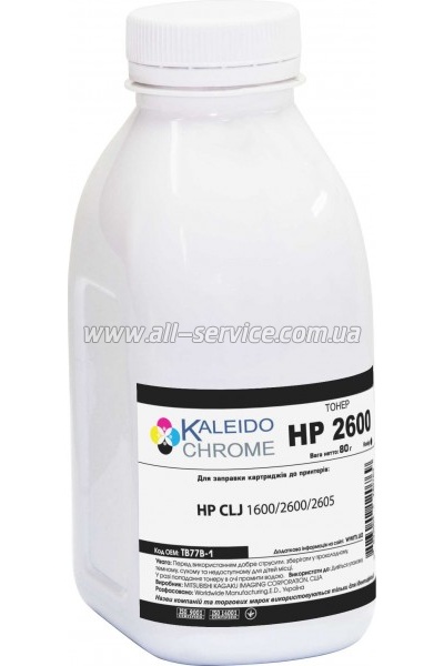 Тонер Kaleidochrome HP CLJ 1600/ 2600/ 2605 бутль 80г Black (TB77B-1) Тонер Kaleidochrome HP CLJ 1600/ 2600/ 2605 бутль 80г Black (TB77B-1)