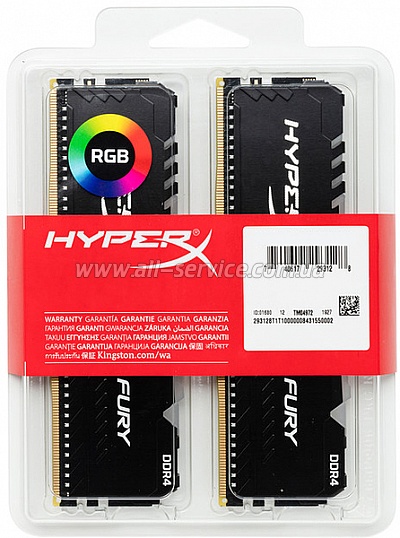  Kingston 32Gb DDR4 3466M MHz HyperX Fury Black RGB 2x16 (HX434C16FB3AK2/32)