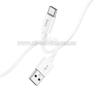 ���� ������ USB 2.0 AM to USB-C 1.0m Magic silicone X87 white HOCO (6931474783240)