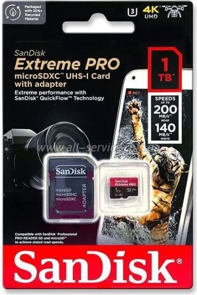   SanDisk 1TB microSDXC UHS-I U3 Extreme Pro + SD  (SDSQXCD-1T00-GN6MA)