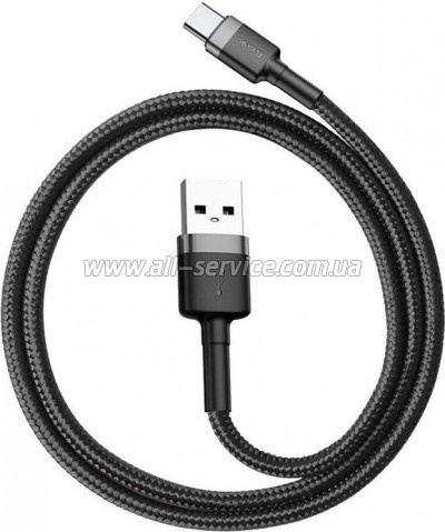 ���� ������ USB 2.0 AM to USB-C 2.0m 2A Gray-Black Baseus (CATKLF-CG1)